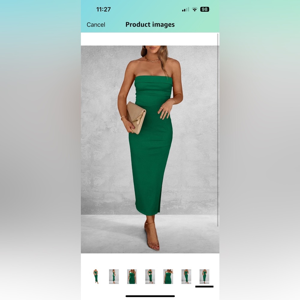 Elegant Green Strapless Dress